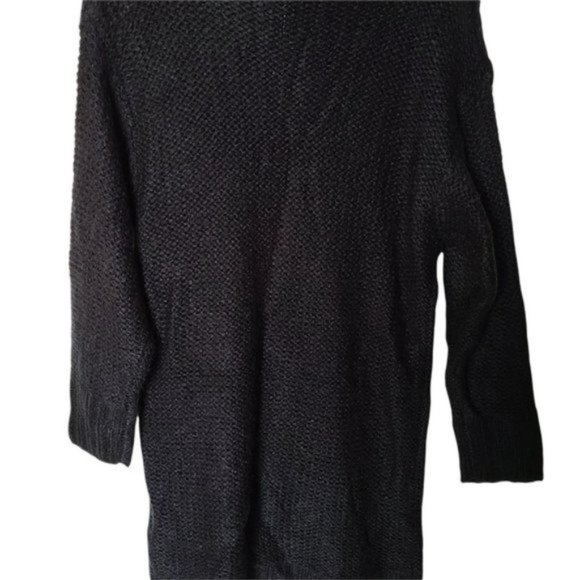 Solutions Chunky Knit Oversized Turtleneck Sweater Dress M Medium NWT Black Whit - Picture 12 of 12